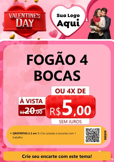 Modelo de Cartaz para Cartaz A4 Vertical com o tema Valentine's Day para Móveis e Eletro