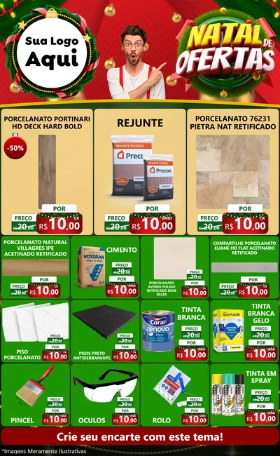 Modelo de Encarte para Encarte Grande com o tema Natal de Ofertas para Pisos e revestimentos
