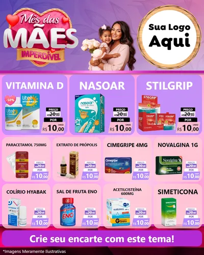 Modelo de Rede Social para Feed Instagram com o tema Mês das Mães Imperdível para Farmácia