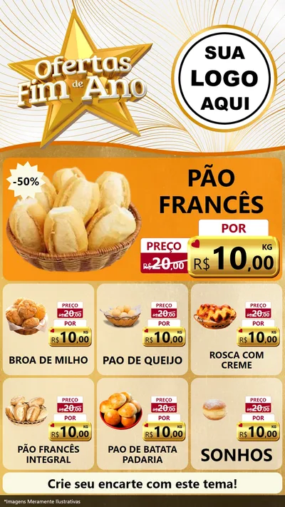 Modelo de Rede Social para Stories com o tema Ofertas Fim de Ano para Padaria