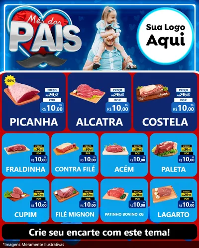 Modelo de Rede Social para Feed Instagram com o tema Mês Dos Pais para Açougue
