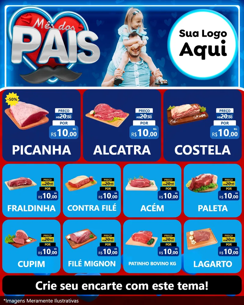 Modelo de Rede Social para Feed Instagram com o tema Mês Dos Pais para Açougue
