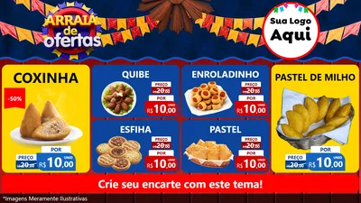 Modelo de TV para TV Horizontal com o tema Arraiá de Ofertas para Salgadaria