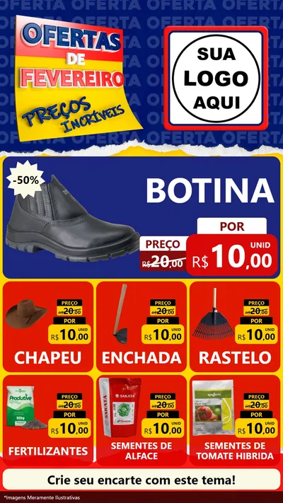 Modelo de Rede Social para Stories com o tema Ofertas de Fevereiro - Preços Incríveis para Agropecuária