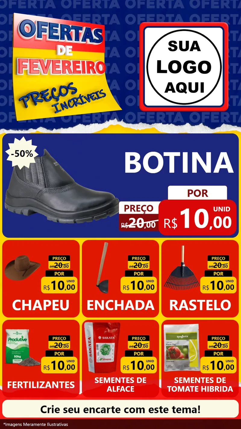 Modelo de Rede Social para Stories com o tema Ofertas de Fevereiro - Preços Incríveis para Agropecuária