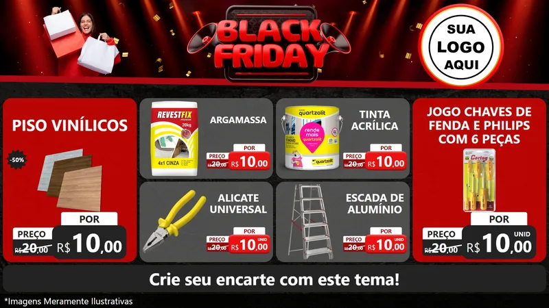 Modelo de TV para TV Horizontal com o tema Black Friday para Material para Construção