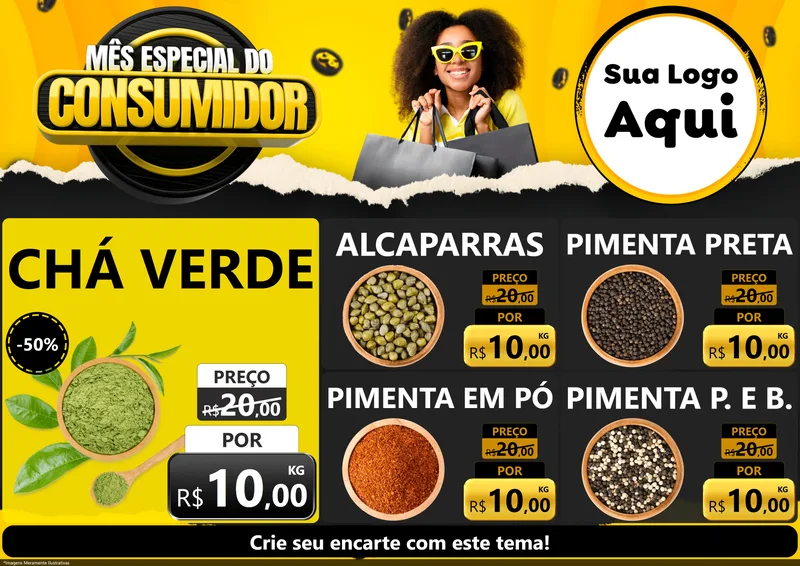 Modelo de Encarte para Encarte A4 Horizontal com o tema Mês Especial do Consumidor para Produtos Naturais