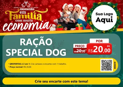 Modelo de Cartaz para Cartaz A4 Horizontal com o tema Momento em Família (Natal) para Pet Shop
