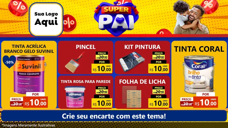 Modelo de TV para TV Horizontal com o tema Super Pai para Tintas e Ferramentas
