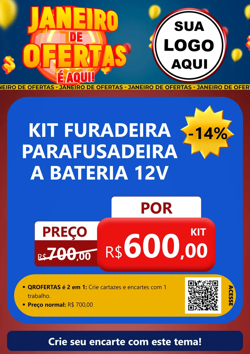 Modelo de Cartaz para Cartaz A4 Vertical com o tema Janeiro de Ofertas É Aqui! para Maquinas e Ferramentas