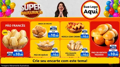 Modelo de TV para TV Horizontal com o tema Super Inauguração para Padaria