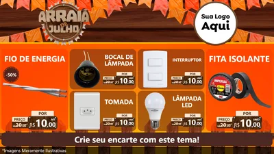Modelo de TV para TV Horizontal com o tema Arraiá de Julho - Junina para Materiais Elétricos