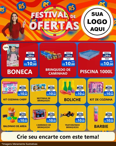 Modelo de Rede Social para Feed Instagram com o tema Festival de Ofertas para Brinquedos
