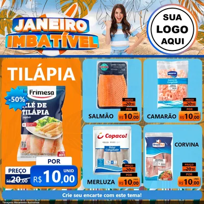 Modelo de Rede Social para Feed Facebook com o tema Janeiro Imbatível para Peixaria