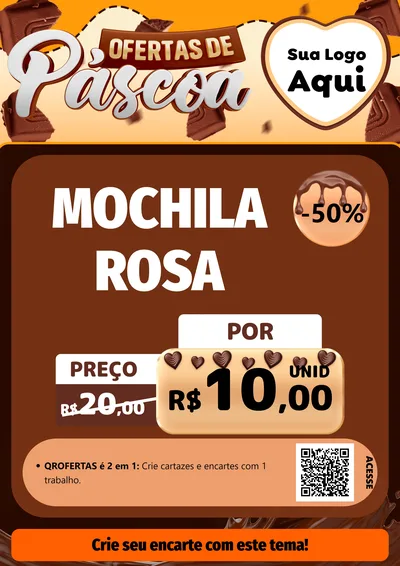 Modelo de Cartaz para Cartaz A4 Vertical com o tema Ofertas de Páscoa para Papelaria