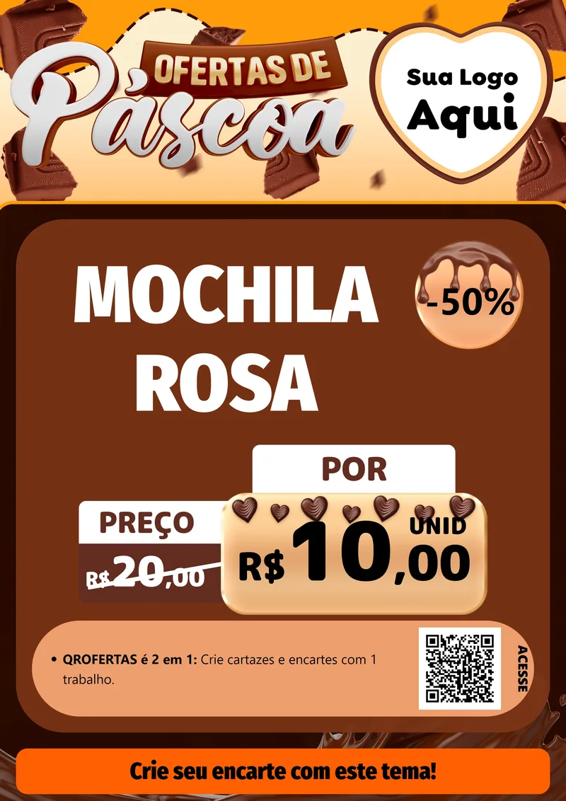 Modelo de Cartaz para Cartaz A4 Vertical com o tema Ofertas de Páscoa para Papelaria