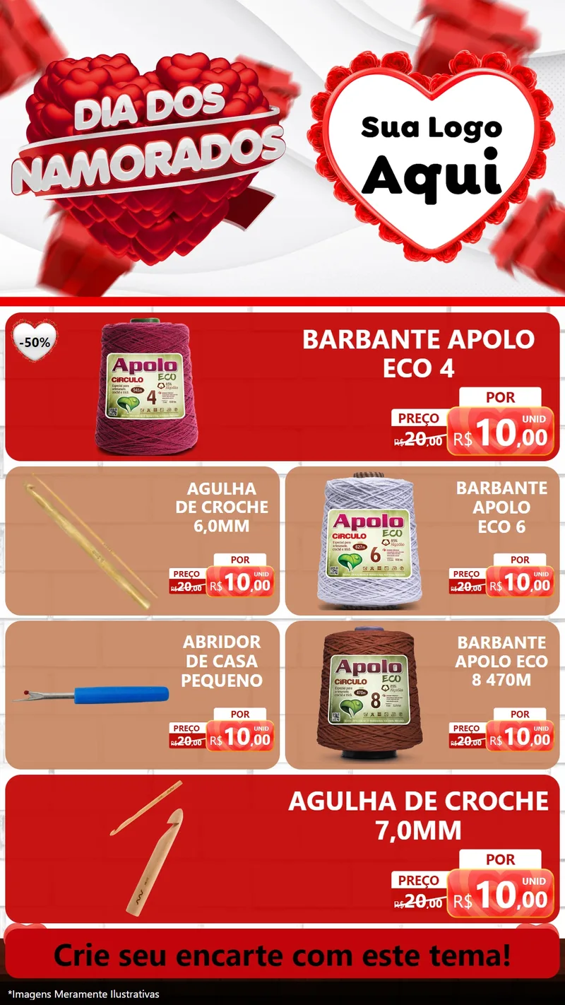 Modelo de TV para TV Vertical com o tema Dia dos Namorados para Armarinho e Aviamentos