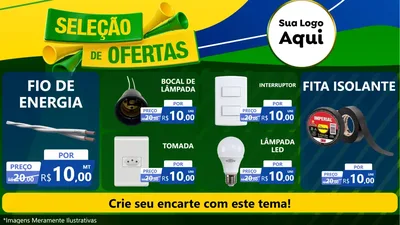 Modelo de TV para TV Horizontal com o tema Seleção de Ofertas - Copa para Materiais Elétricos