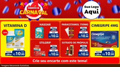 Modelo de TV para TV Horizontal com o tema Esquenta de Carnaval para Farmácia