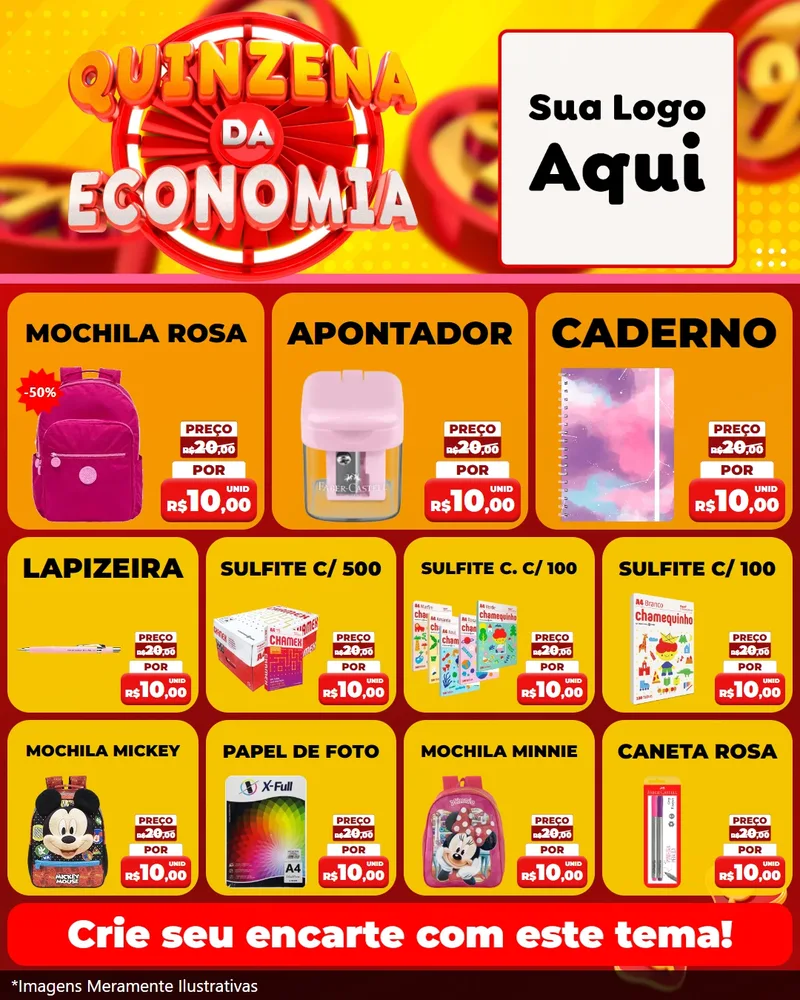 Modelo de Rede Social para Feed Instagram com o tema Quinzena Da Economia para Papelaria