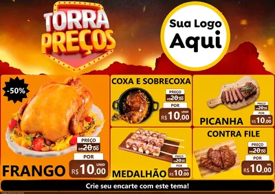 Modelo de Encarte para Encarte A4 Horizontal com o tema Torra Preços para Assados