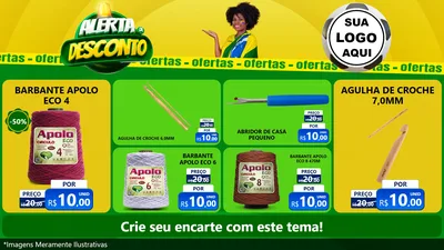 Modelo de TV para TV Horizontal com o tema Alerta de Desconto para Armarinho e Aviamentos