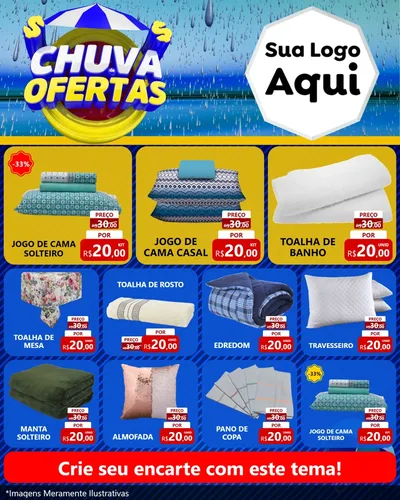 Modelo de Rede Social para Feed Instagram com o tema Chuva de Ofertas para Cama, Mesa e Banho