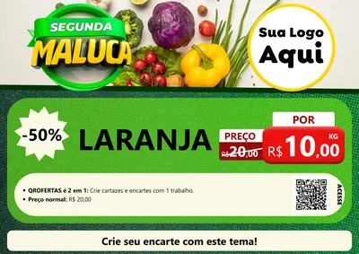 Modelo de Cartaz para Cartaz A4 Horizontal com o tema Segunda Maluca - Hortifrúti para Hortifrúti