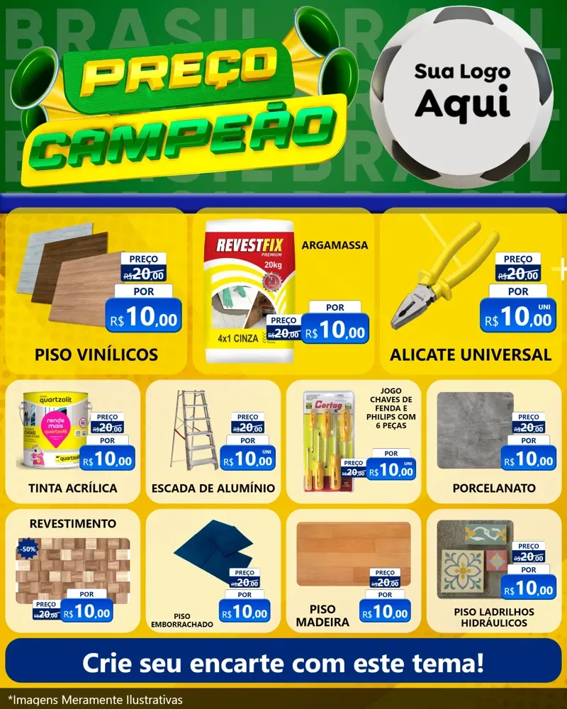 Modelo de Rede Social para Feed Instagram com o tema Preço Campeão - Copa para Material para Construção