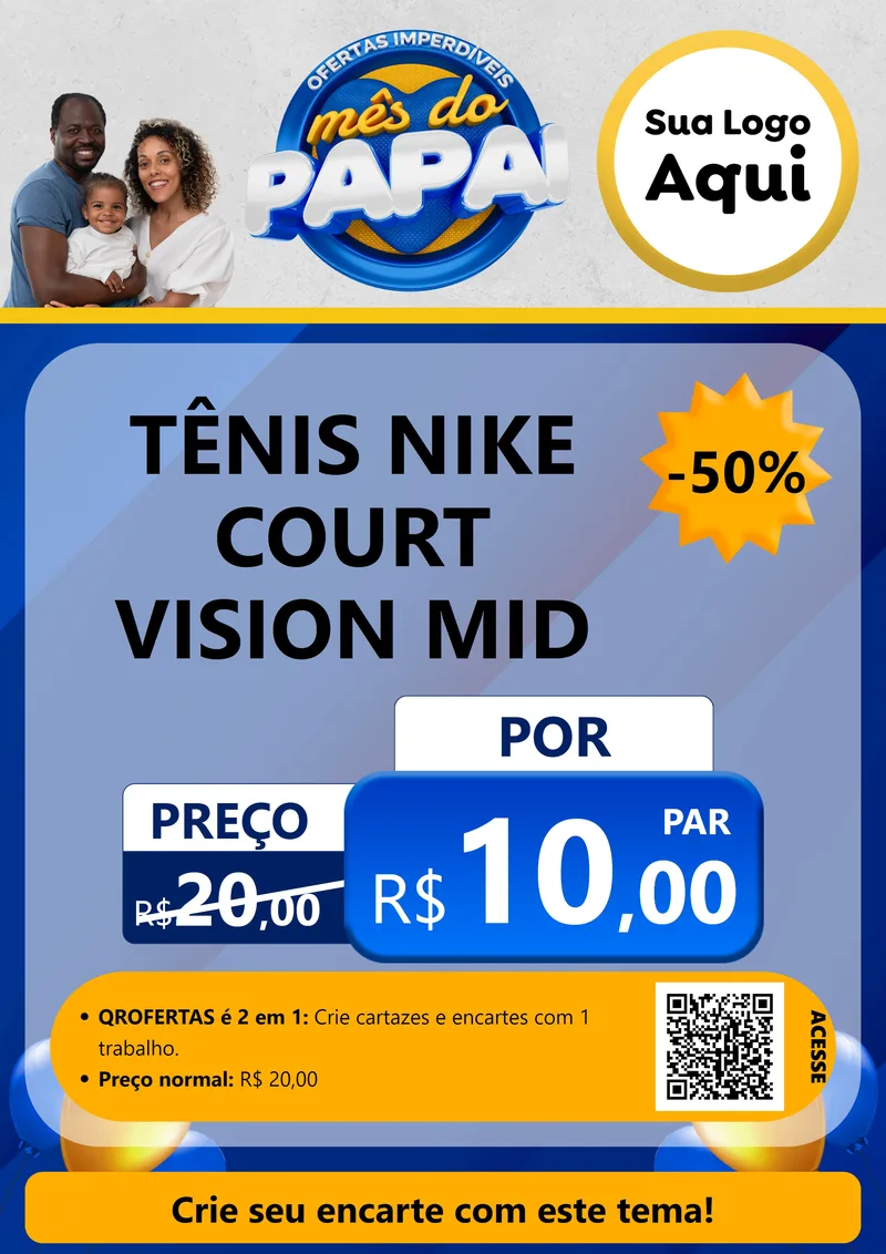 Modelo de Cartaz para Cartaz A4 Vertical com o tema Ofertas Imperdíveis Mês Do Papai para Calçados