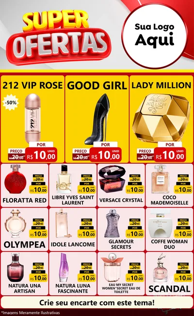 Modelo de Encarte para Encarte Grande com o tema Super Ofertas para Perfumes