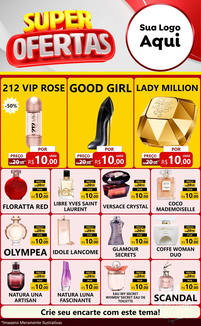 Modelo de Encarte para Encarte Grande com o tema Super Ofertas para Perfumes