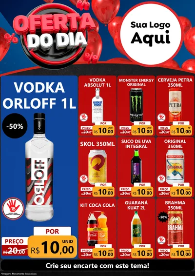 Modelo de Encarte para Encarte A4 Vertical com o tema Oferta do Dia para Distribuidora de bebidas