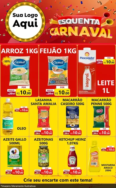 Modelo de Encarte para Encarte Grande com o tema Esquenta Carnaval para Supermercado