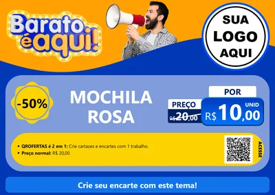 Modelo de Cartaz para Cartaz A4 Horizontal com o tema Barato é aqui para Papelaria