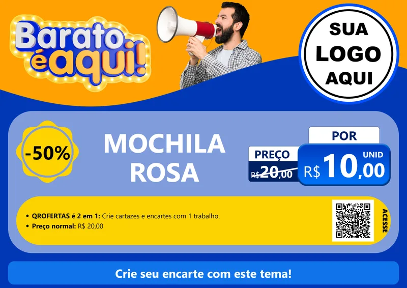 Modelo de Cartaz para Cartaz A4 Horizontal com o tema Barato é aqui para Papelaria