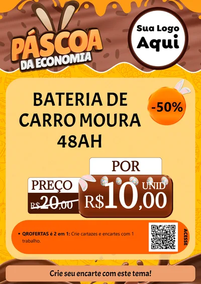 Modelo de Cartaz para Cartaz A4 Vertical com o tema Páscoa da Economia para Baterias Elétricas