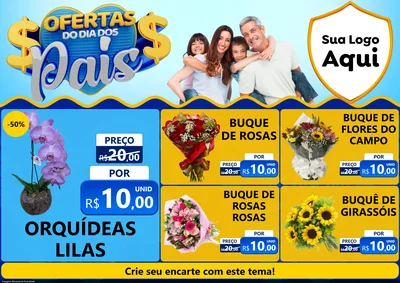 Modelo de Encarte para Encarte A4 Horizontal com o tema Ofertas do Dia dos Pais para Floricultura e jardim