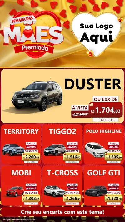 Modelo de Rede Social para Stories com o tema Semana das Mães Premiada para Concessionaria de Carros