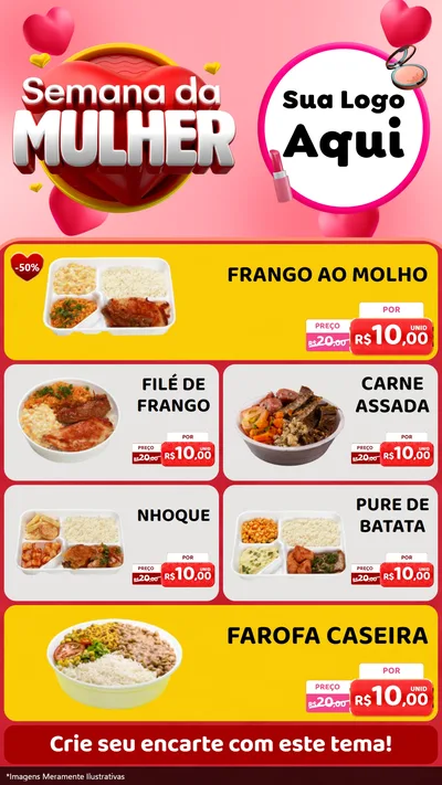 Modelo de TV para TV Vertical com o tema Semana da Mulher para Restaurante