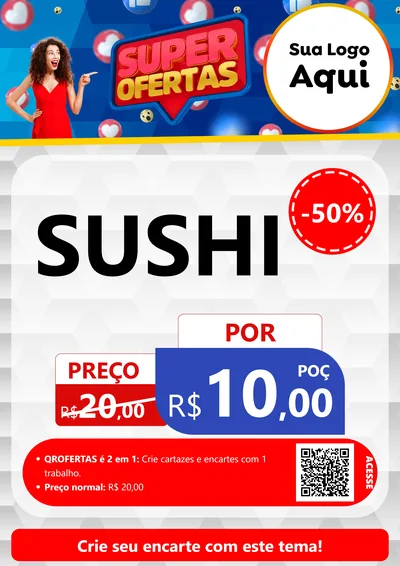 Modelo de Cartaz para Cartaz A4 Vertical com o tema Super Ofertas para Comida japonesa
