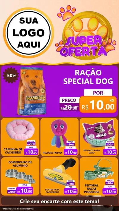 Modelo de Rede Social para Stories com o tema Super Oferta - Pet Shop para Pet Shop