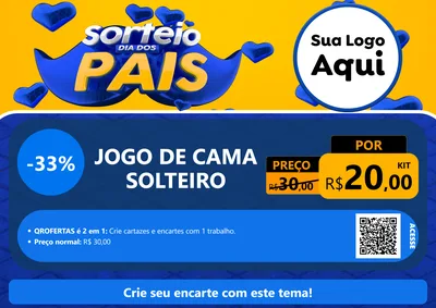 Modelo de Cartaz para Cartaz A4 Horizontal com o tema Sorteio Dia dos Pais para Cama, Mesa e Banho