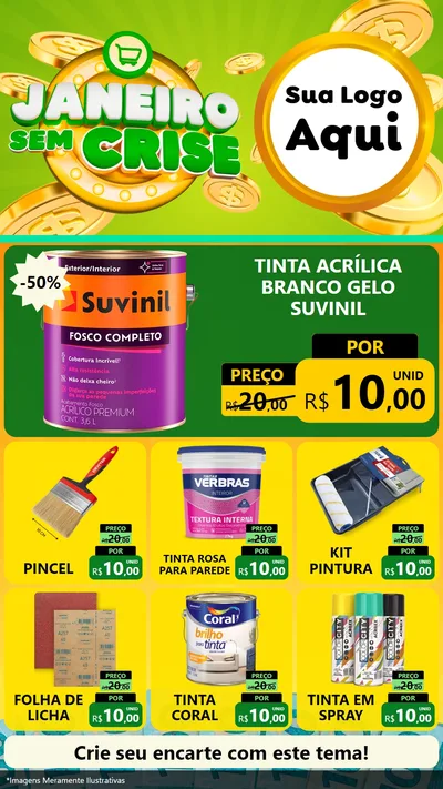 Modelo de Rede Social para Stories com o tema Janeiro Sem Crise para Tintas e Ferramentas
