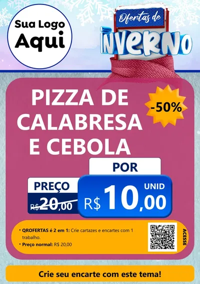 Modelo de Cartaz para Cartaz A4 Vertical com o tema Ofertas de Inverno para Pizzaria
