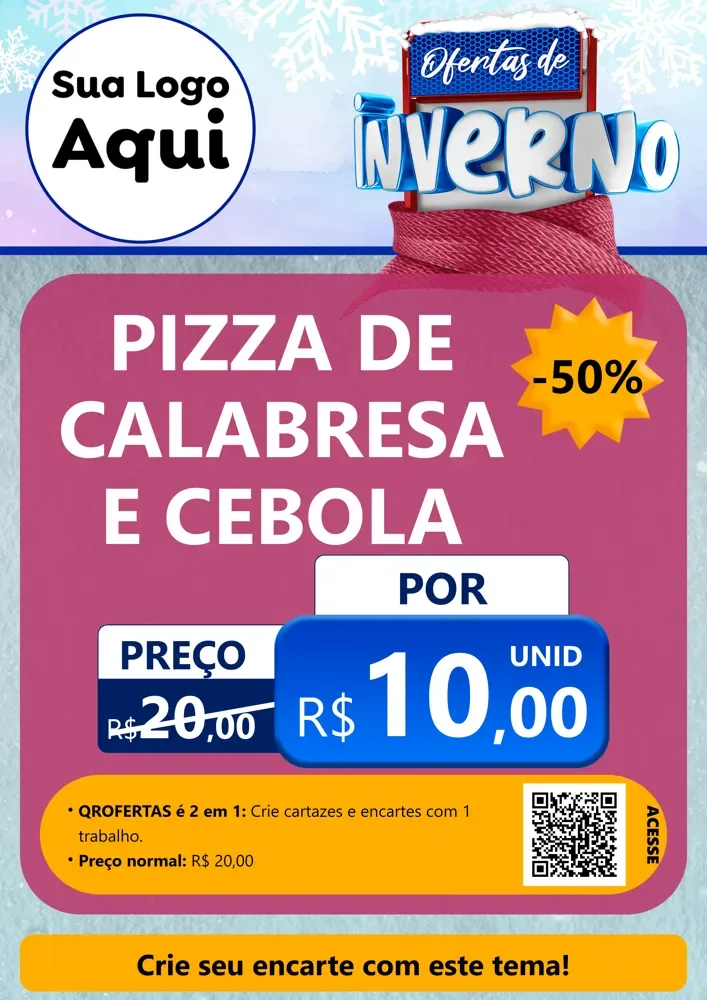 Modelo de Cartaz para Cartaz A4 Vertical com o tema Ofertas de Inverno para Pizzaria