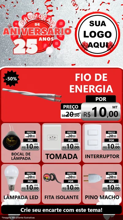 Modelo de Rede Social para Stories com o tema Promoção de Aniversário - 25Anos para Materiais Elétricos