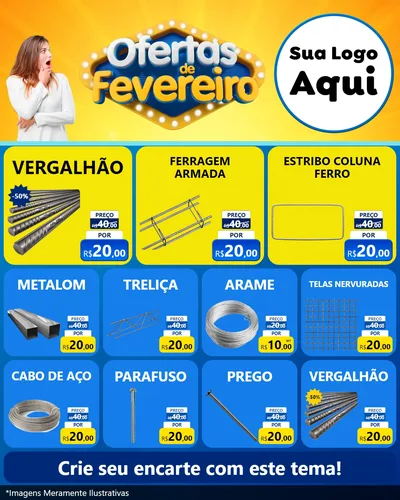 Modelo de Rede Social para Feed Instagram com o tema Ofertas de Fevereiro para Ferragens