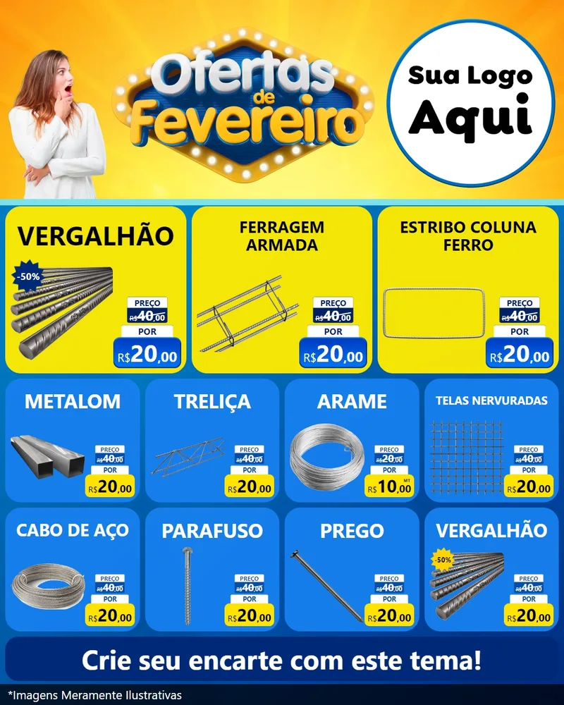 Modelo de Rede Social para Feed Instagram com o tema Ofertas de Fevereiro para Ferragens