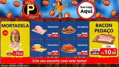 Modelo de TV para TV Horizontal com o tema Dia P - O Dia Mais Barato Do Mês para Frios e Laticínios